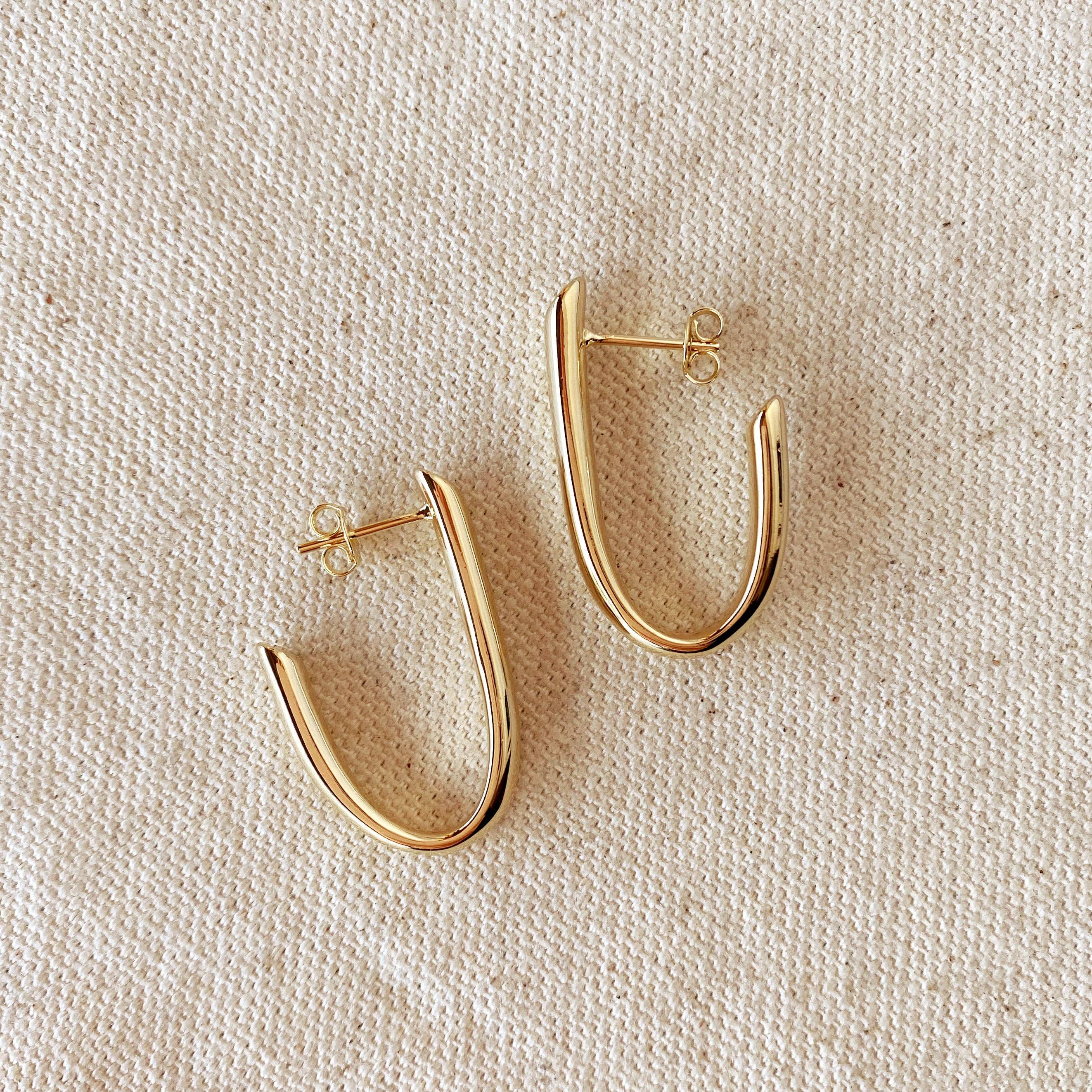 J Hoop Earrings - 18k Gold Filled