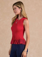 Sleeveless Sweater Sheer Peplum Tank Top