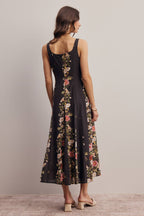Floral Panel Midi Dress