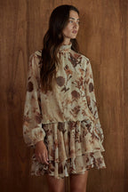 Woven Floral Print Tiered Ruffle Mini