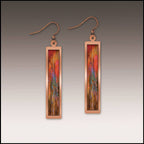 Orange Nature Abstract Copper Showcase Rectangle Earrings