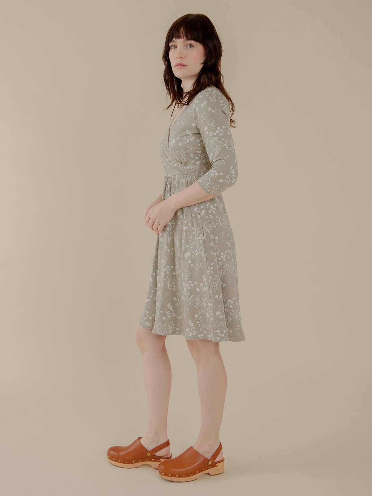 Callie Long Sleeve Wrap Dress Field Taupe