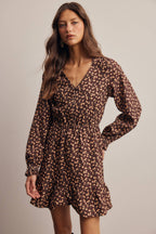 Floral Printed Corduroy Mini Dress