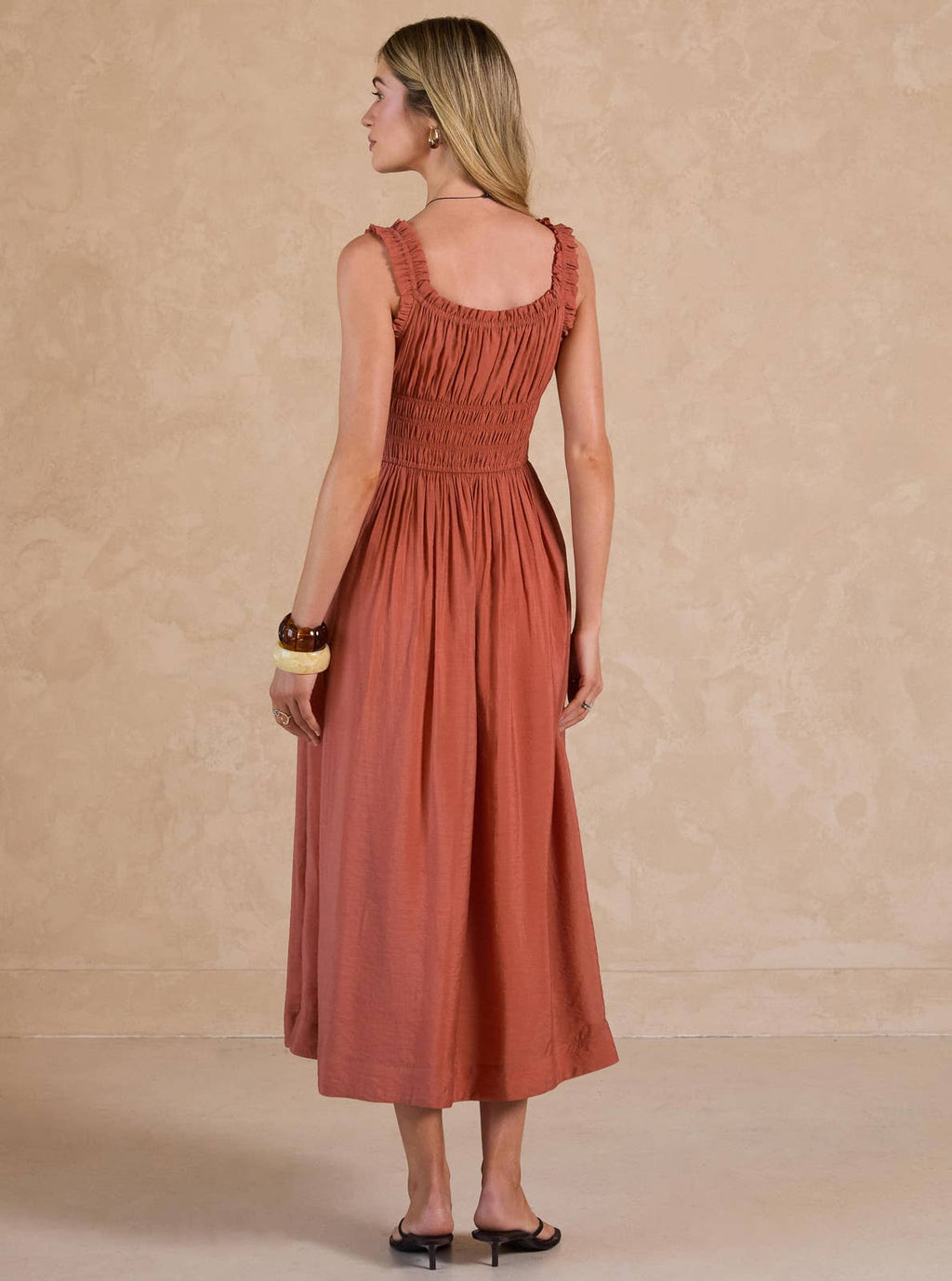 Ruffled Sweetheart Sleeveless Maxi Dress