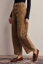 Stretch Corduroy Barrel Leg Pants