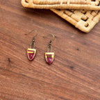 Maroon and Gold Small Drip Earring