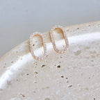 CZ Oval Stud Earrings 