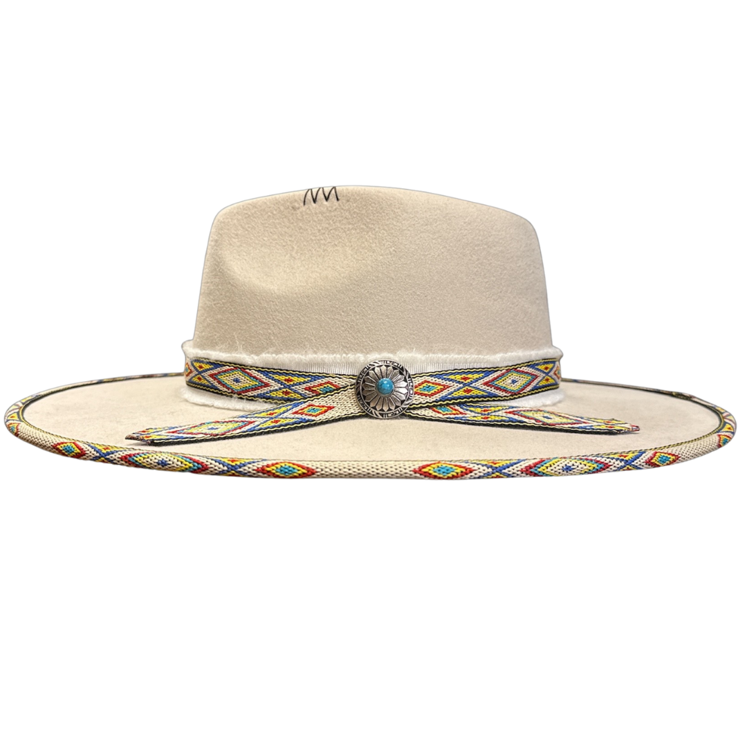 New 100% Wool Felt Flat Brim Fedora Hat - Style Lakota