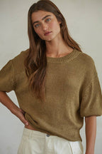 Knit Sweater Crew Neck Drop Shoulder Top