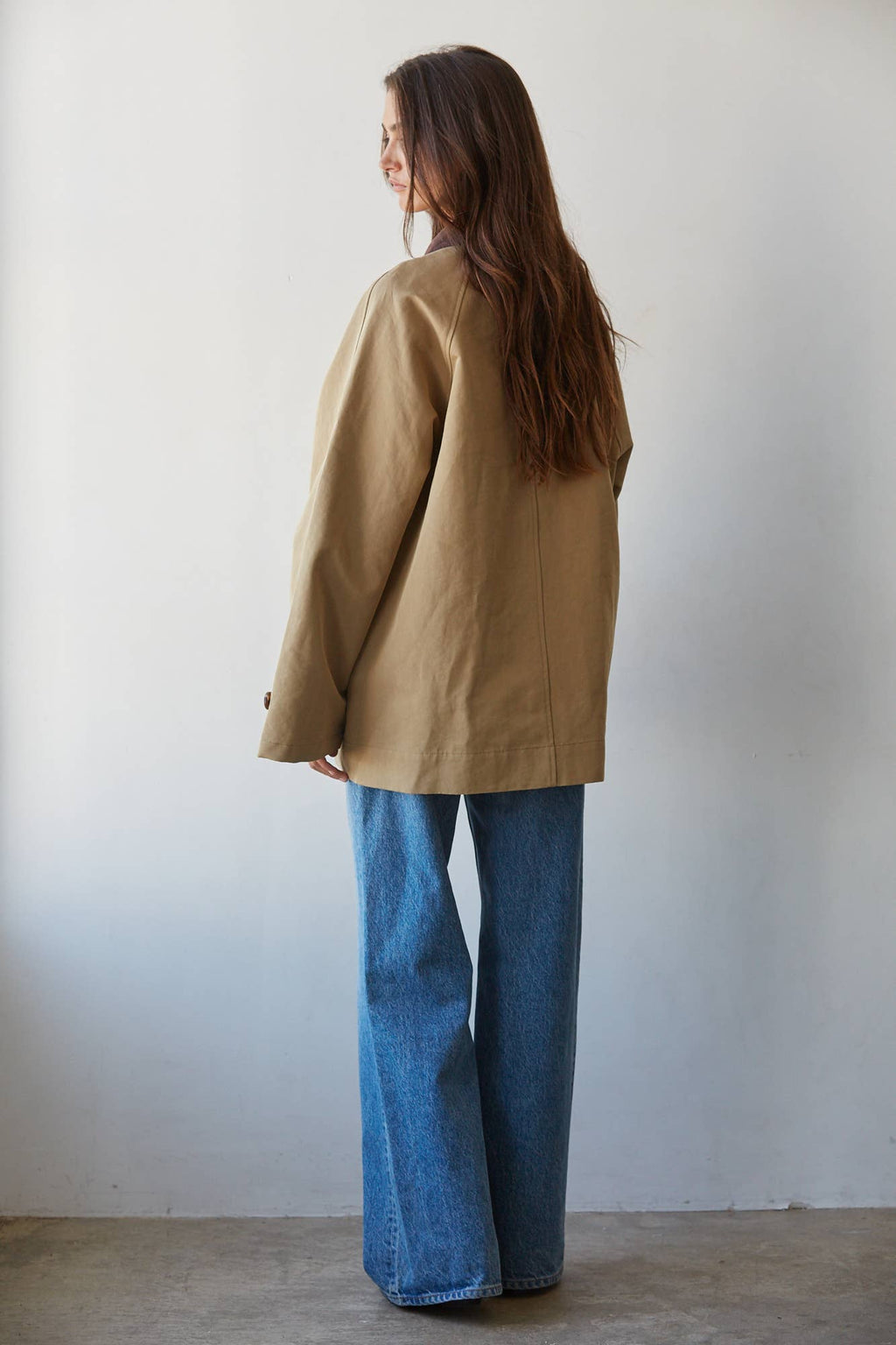 Woven Cotton Collar Neck Button Down Jacket