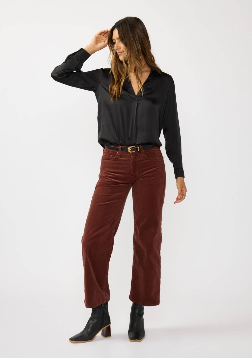 Split Neck Satin Blouse