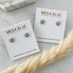 CZ Snowflake Stud Earrings - Gold and Silver