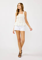 Smocked Ruffle Lace Peplum Top