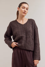 V Neck Cable Sweater