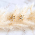 CZ Snowflake Stud Earrings - Gold and Silver