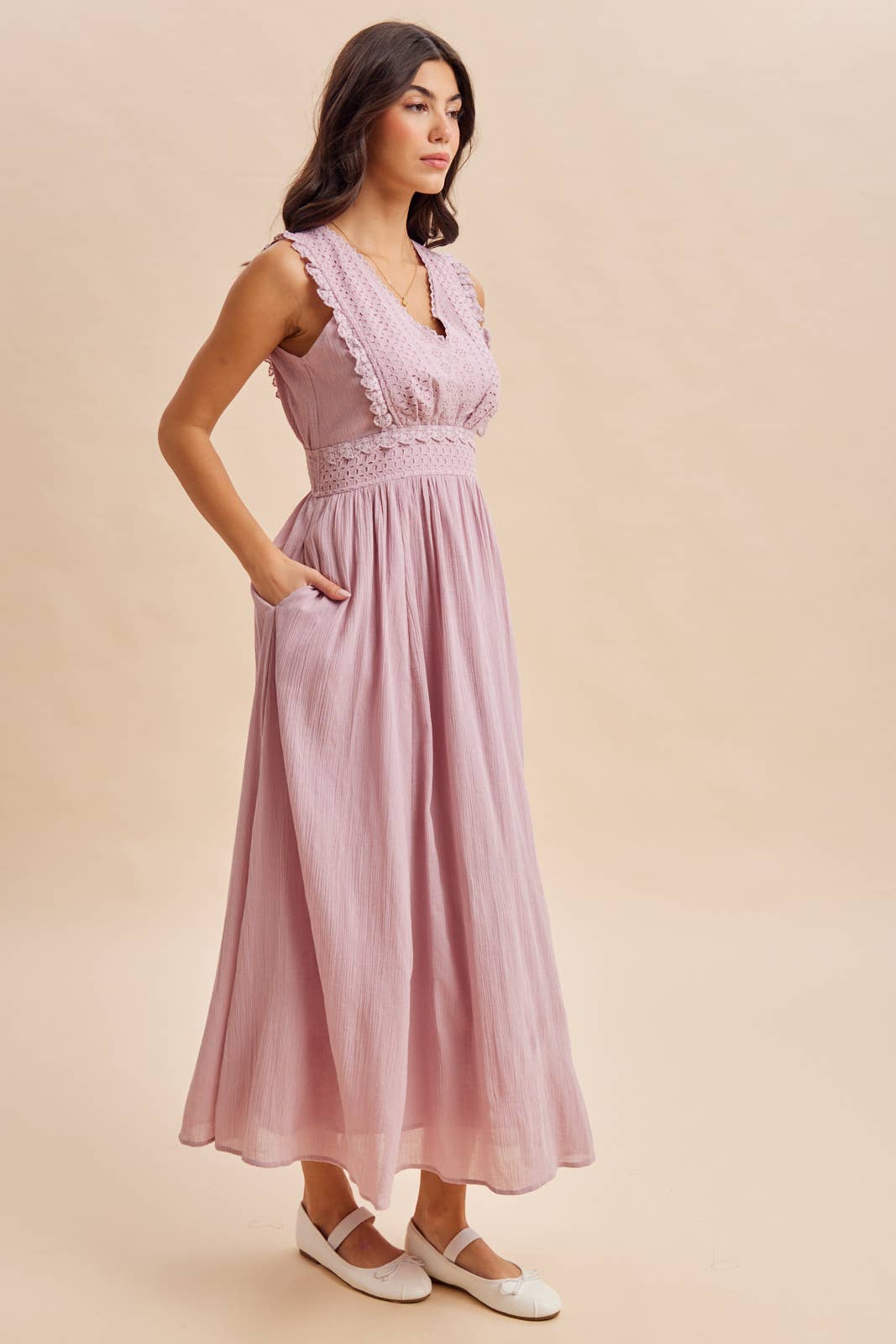 EYELET LACE MAXI DRESS