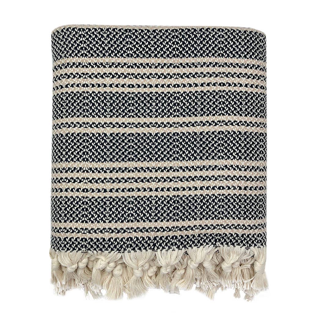 Woven Stripe Turkish Throw Blanket