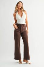 Patch Pocket Wide Leg - Dark Brown