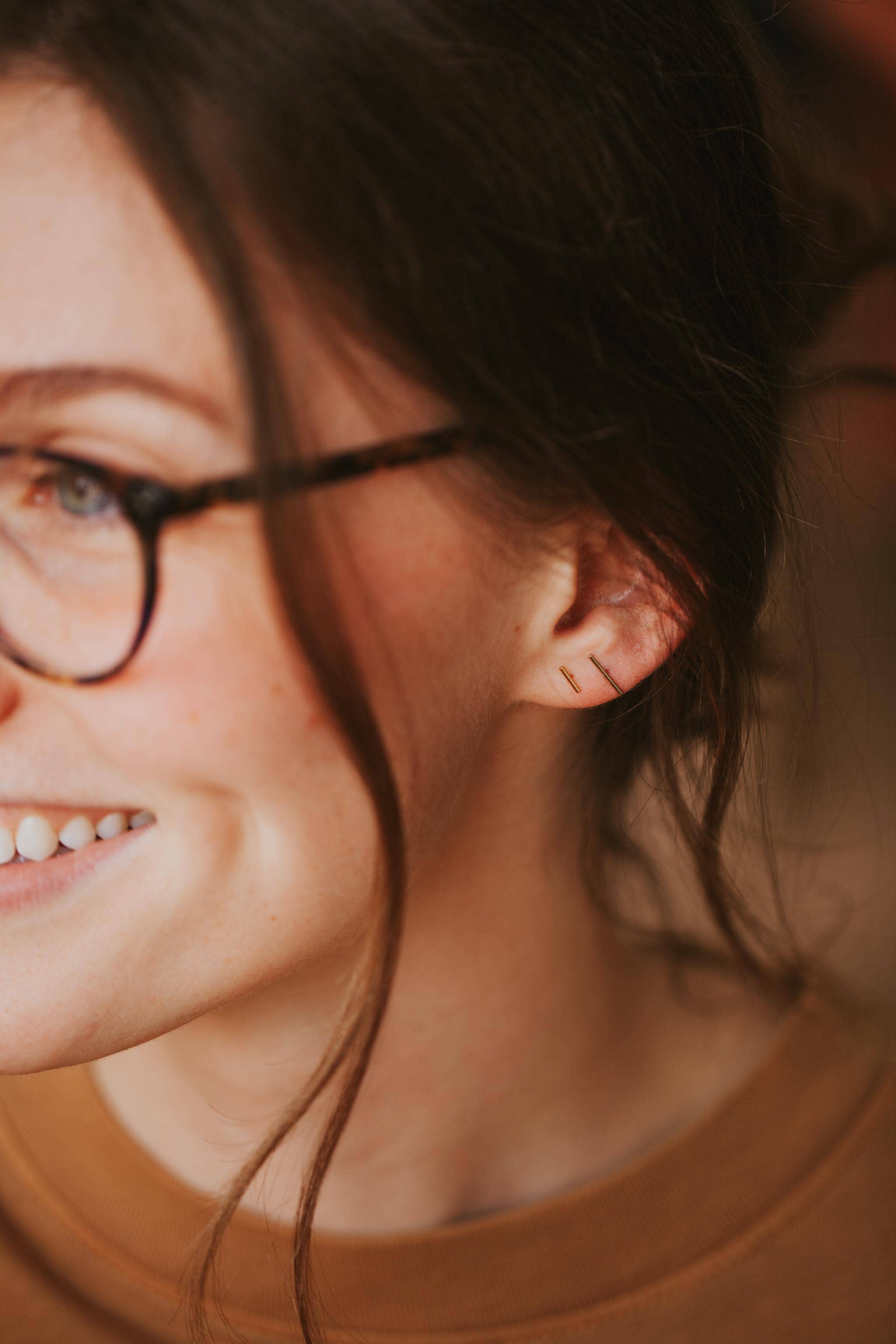 Tiny Bar Stud Earrings