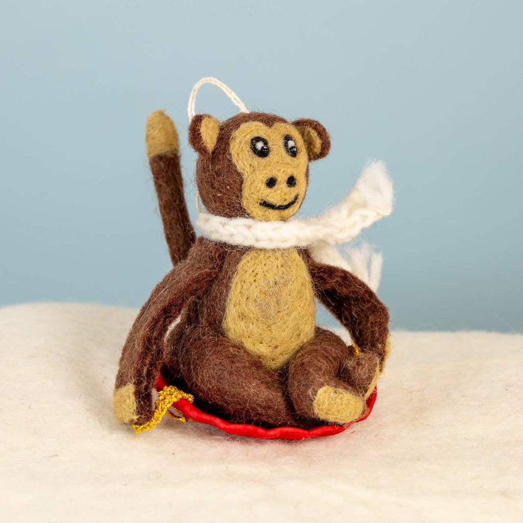 Sledding Monkey Ornament