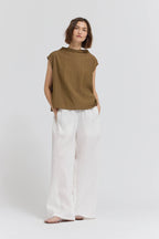 Mock Neck Loose Fit Textured Top