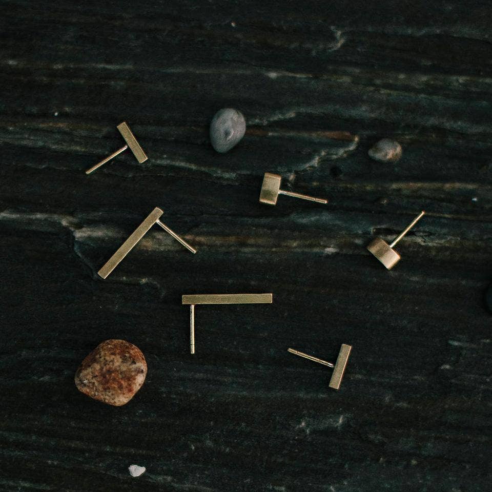 Twig Stud Earrings | Brass