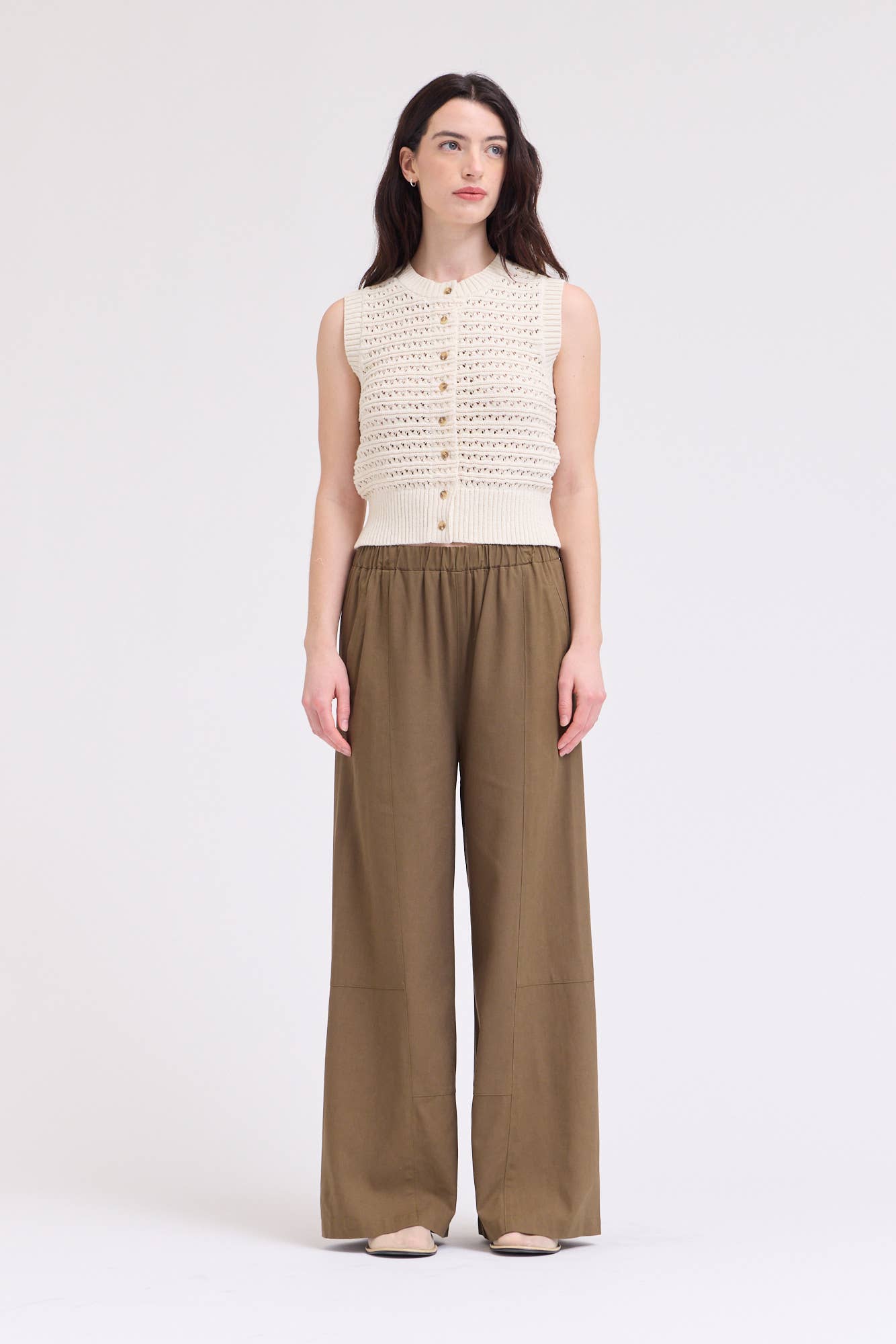 Texture Knitted Button Up Top