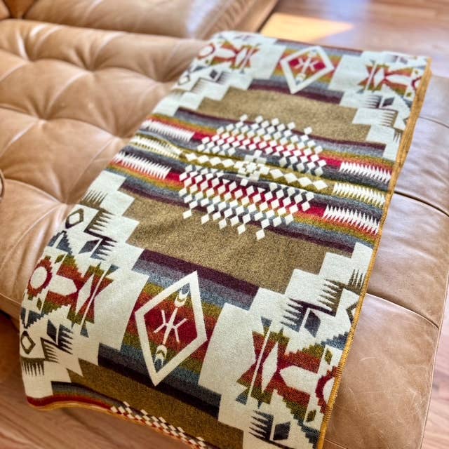 Southwest Alpaca Queen/Throw Blanket – Sandstone Reversible