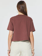 Cotton Blend Lace Hem Cropped Top