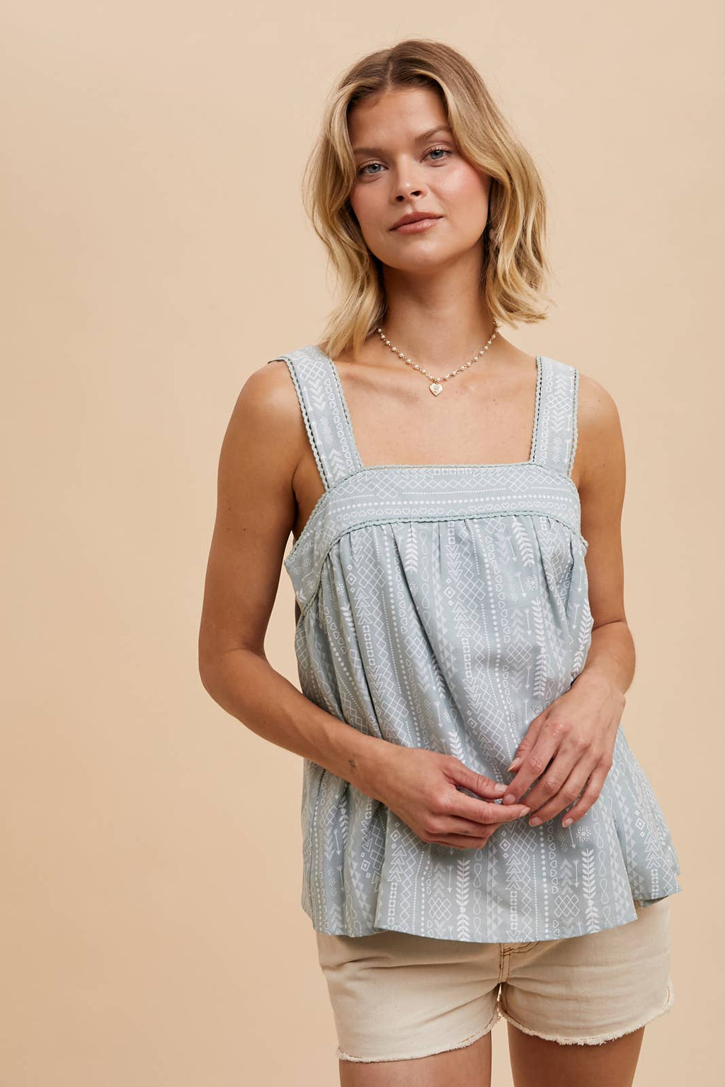 BUTTON BACK SMOCK TANK