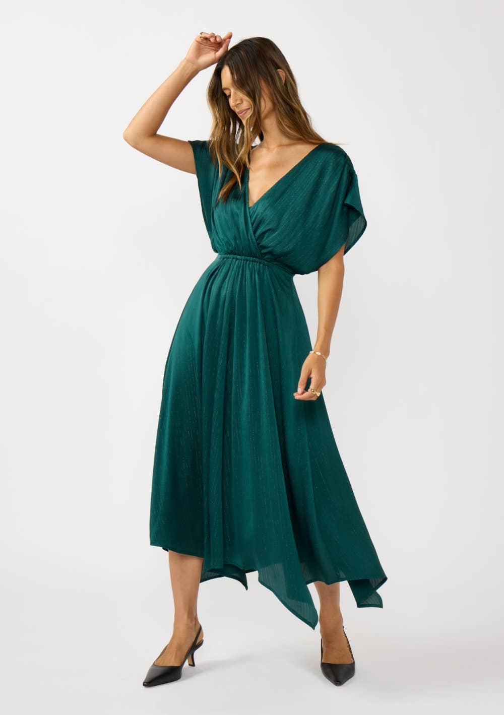 Batwing Sleeve Handkerchief Hem Dress