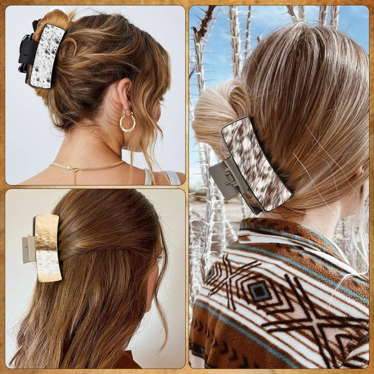 Leather Pattern Square Claw Hair Clip