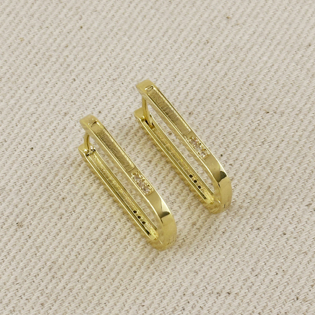 Slight Long Oblong CZ Hoop Earrings