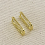 Slight Long Oblong CZ Hoop Earrings