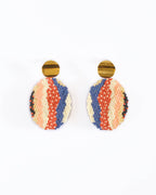 Beaded Handwoven Organic Oval Drop Earrings (Blue)