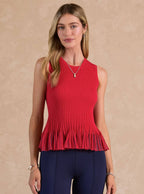 Sleeveless Sweater Sheer Peplum Tank Top