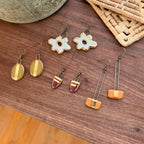 Maroon and Gold Small Drip Earring