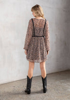 Bohemian Paisley Babydoll Long Sleeve Mini Dress