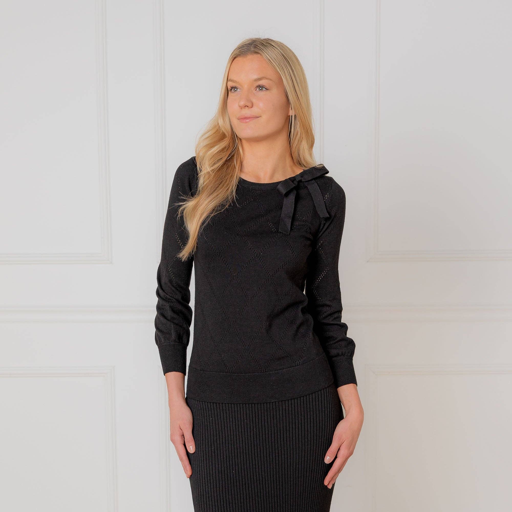 Organic Bow Detail Pointelle Sweater