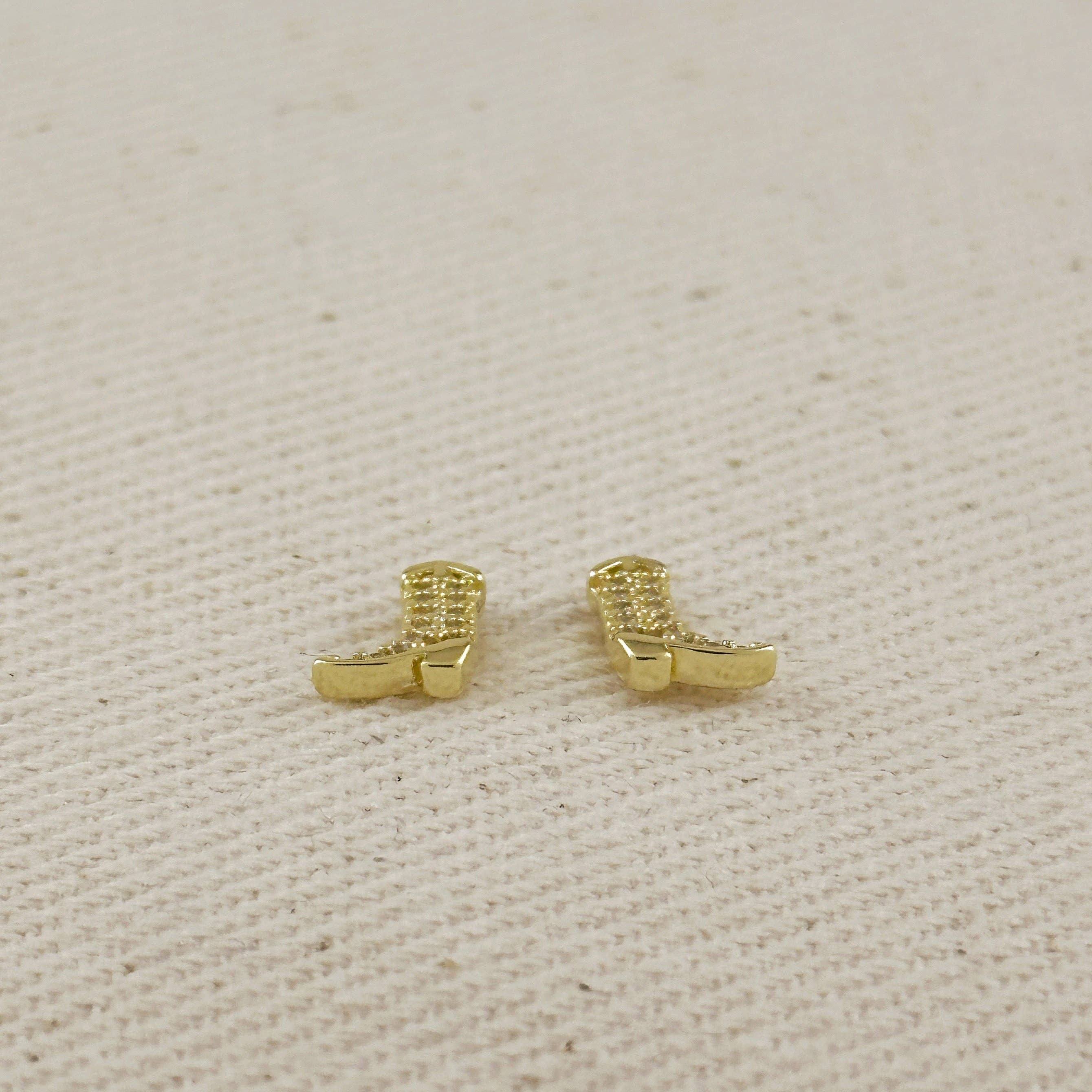 Mini Cowgirl Boot Earrings -18k Gold Filled