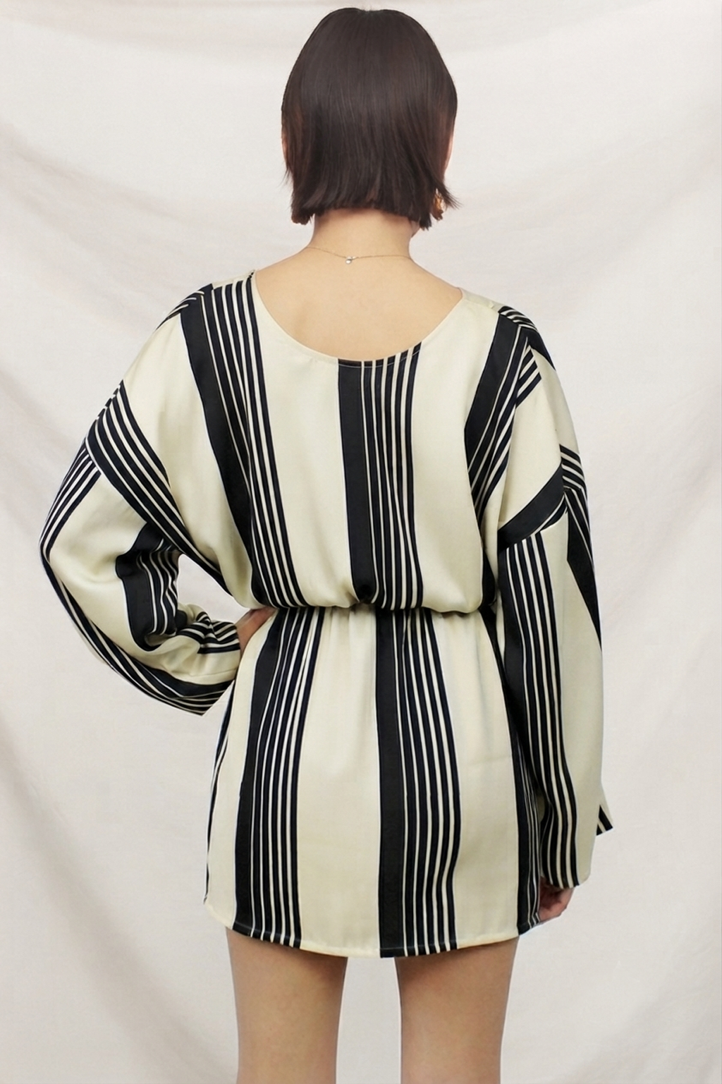 Elastic Waist Striped Mini Dress