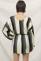 Elastic Waist Striped Mini Dress