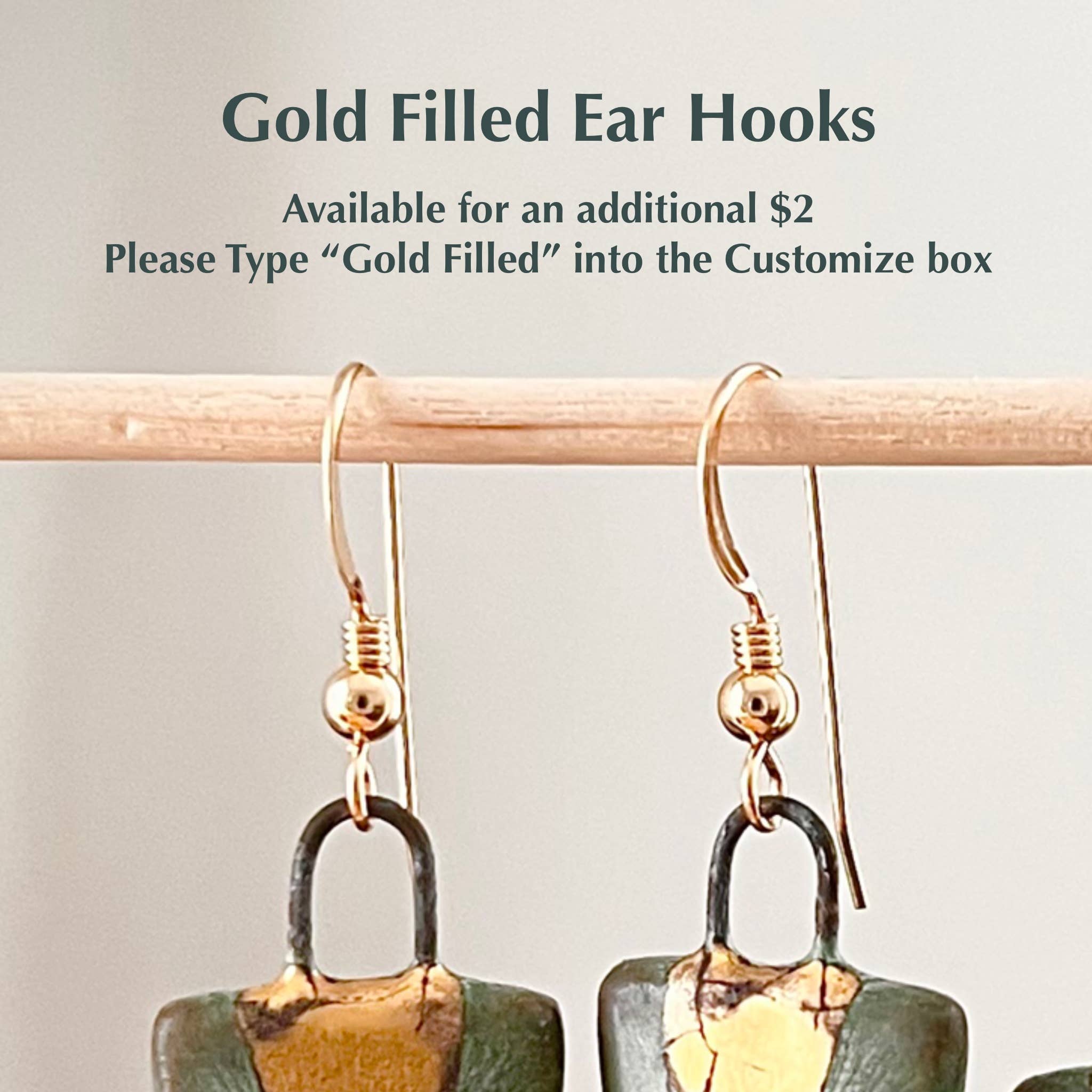 Turquoise Gold Dipped Abstract Hoop Ceramic Earrings