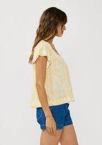 Flutter Sleeve V-Neck Floral Top