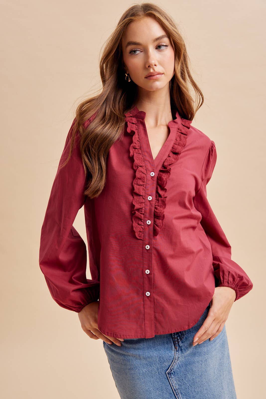Ruffled Cotton Blouse
