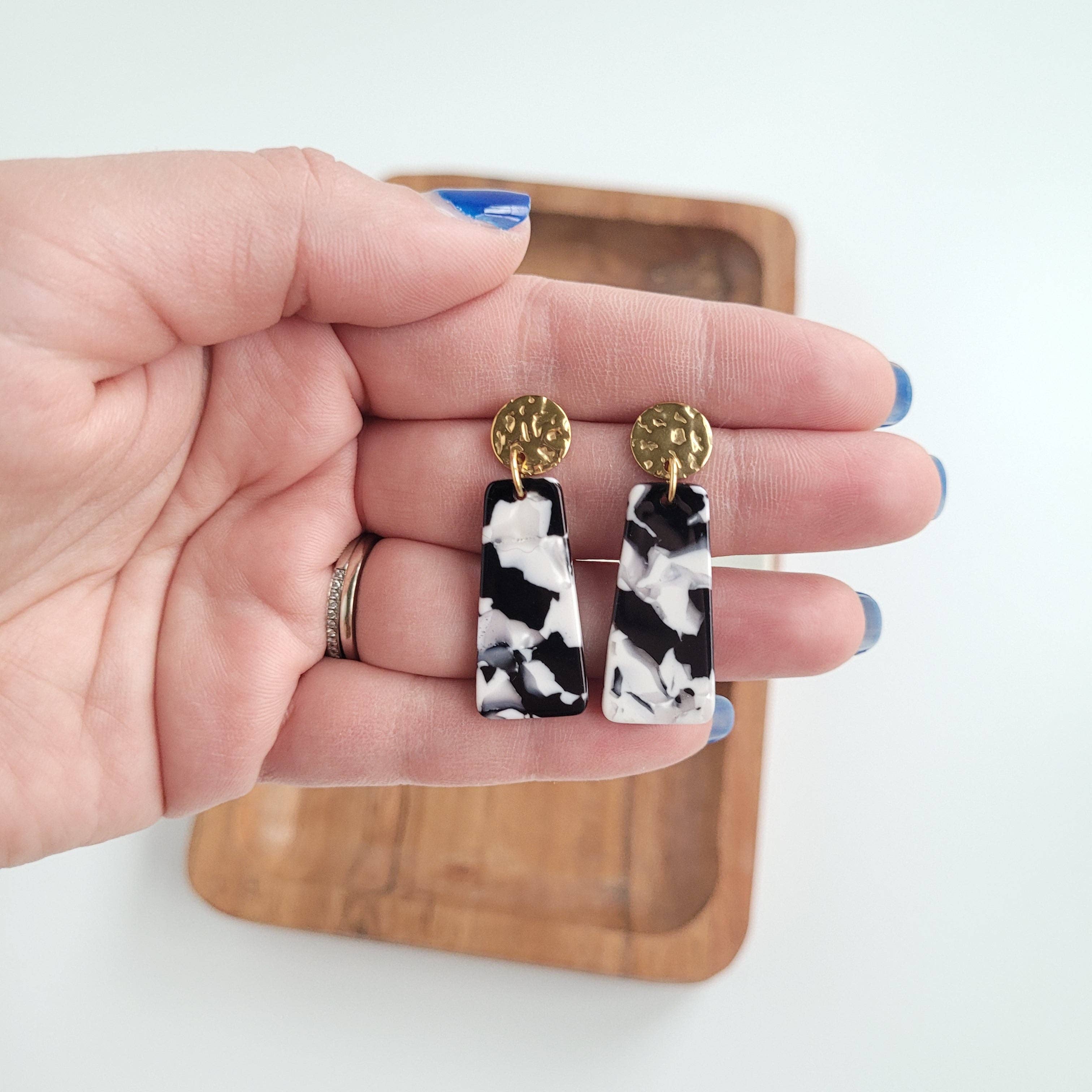 Mia Mini Earrings - Black & White // Jewelry, Earrings, Fall