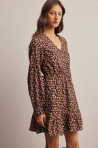 Floral Printed Corduroy Mini Dress