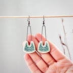 Teal Positive Space Leafy Earrings