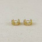 CZ Leaf Clicker Hoop Earrings