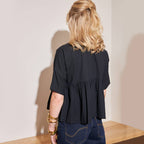 Boxy Ruffle Blouse - Black